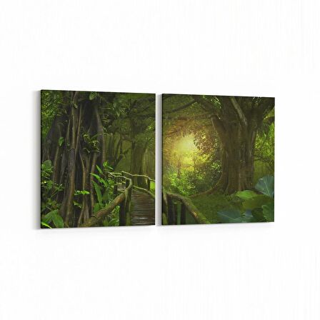 Olla 14108K2Y Doğa / Manzara Görseli Kare 2'li Yatay Kanvas Tablo (Ölçü: 125X60)