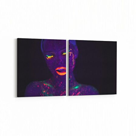 Olla 16783K2Y Model / Manken Görseli 2'li Yatay Kanvas Tablo (Ölçü: 65X30)