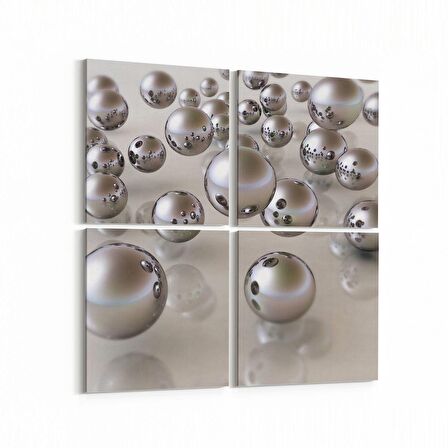 Olla 10068K4 Abstract Görsel Kare 4'lü Kanvas Tablo (Ölçü: 125X125)