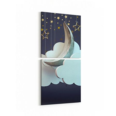 Olla 12818K2D Çocuk Odası Görseli 2'li Dikey Kanvas Tablo (Ölçü: 30X65)