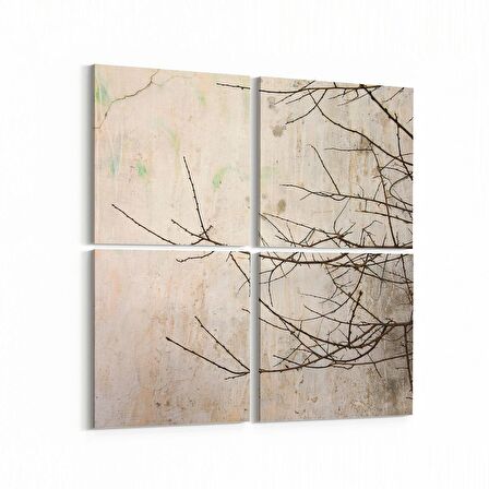 Olla 10992K4 Ağaç Görseli Kare 4'lü Kanvas Tablo (Ölçü: 65X65)