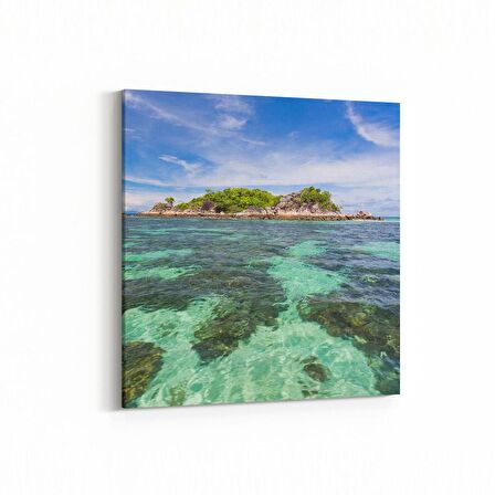 Olla 16452K Kumsal / Sahil Görseli Kare Kanvas Tablo (Ölçü: 25X25)