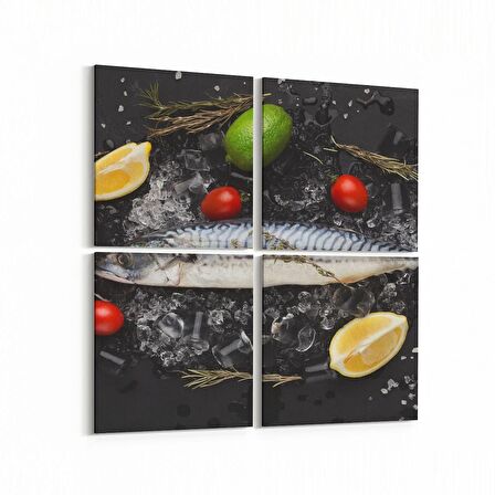 Olla 15012K4 Gıda Görseli Kare 4'lü Kanvas Tablo (Ölçü: 105X105)