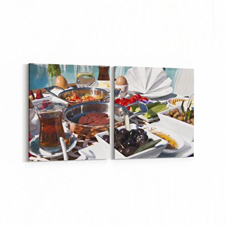 Olla 15173K2Y Gıda Görseli Kare 2'li Yatay Kanvas Tablo (Ölçü: 85X40)
