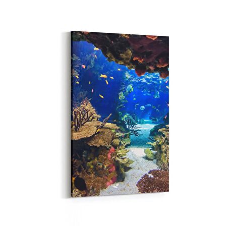 Olla 12140D Akvaryum / Balık Görseli Dikey Kanvas Tablo (Ölçü: 80X120)