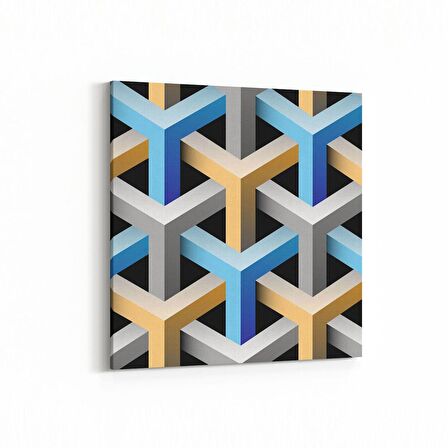 Olla 14910K Geometrik Desen Görseli Kare Kanvas Tablo (Ölçü: 25X25)