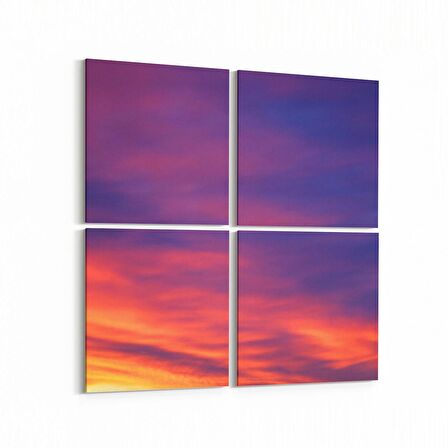 Olla 15900K4 Günbatımı Görseli Kare 4'lü Kanvas Tablo (Ölçü: 65X65)
