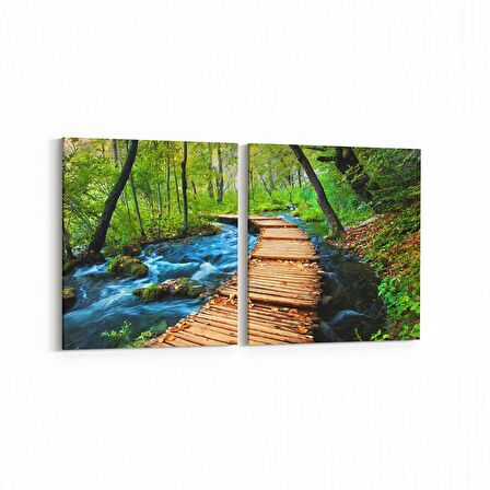 Olla 13325K2Y Doğa / Manzara Görseli Kare 2'li Yatay Kanvas Tablo (Ölçü: 65X30)