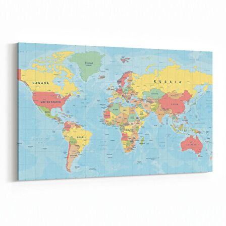 Olla 16234Y Harita Görseli Yatay Kanvas Tablo (Ölçü: 70X50)