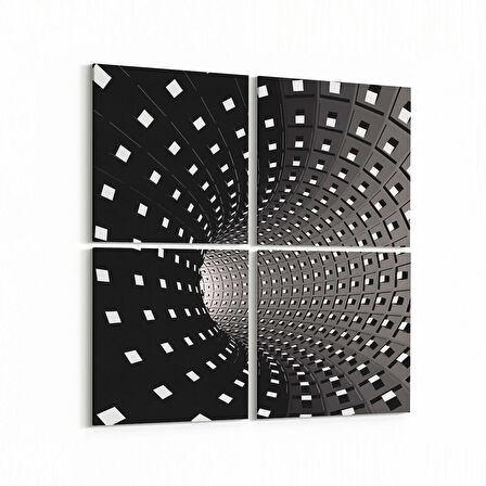 Olla 10249K4 Abstract Girdap Görsel Kare 4'lü Kanvas Tablo (Ölçü: 145X145)