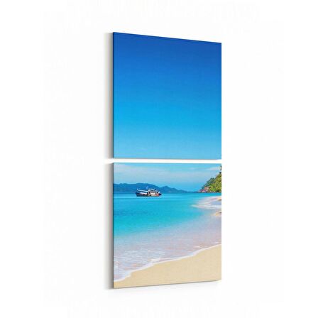 Olla 16574K2D Kumsal / Sahil Görseli Kare 2'li Dikey Kanvas Tablo (Ölçü: 30X65)