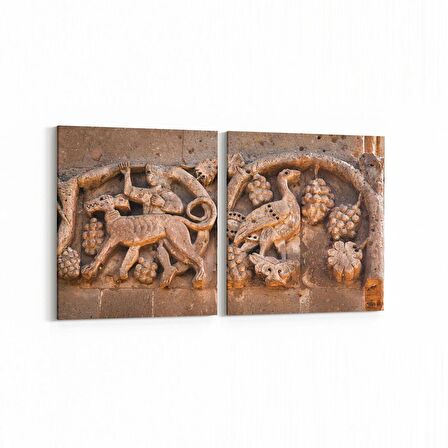 Olla 16283K2Y Heykel / Sanat Görseli Kare 2'li Yatay Kanvas Tablo (Ölçü: 65X30)
