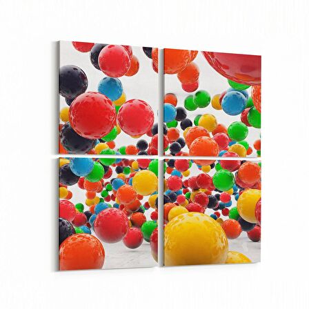 Olla 10422K4 Abstract Görsel Kare 4'lü Kanvas Tablo (Ölçü: 125X125)