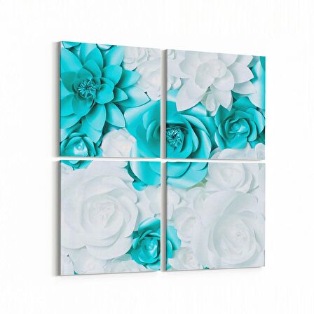 Olla 11585K4 Çiçek Görseli Kare 4'lü Kanvas Tablo (Ölçü: 145X145)