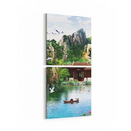 Olla 13576K2D Doğa / Manzara Görseli Kare 2'li Dikey Kanvas Tablo (Ölçü: 30X65)