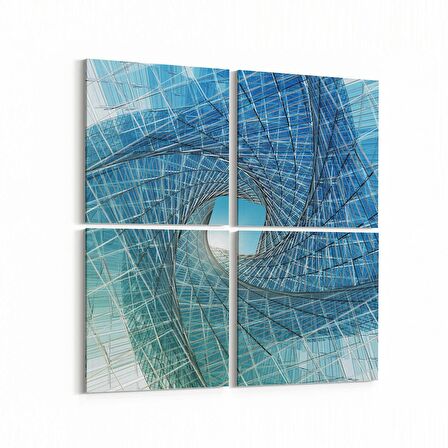 Olla 10268K4 Abstract Girdap Görsel Kare 4'lü Kanvas Tablo (Ölçü: 65X65)