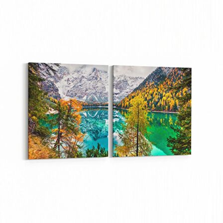 Olla 14458K2Y Doğa / Manzara Görseli Kare 2'li Yatay Kanvas Tablo (Ölçü: 65X30)