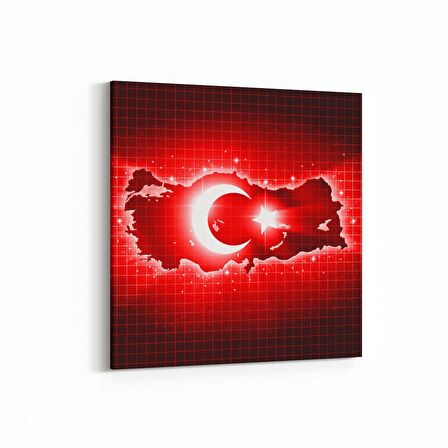 Olla 17540K Türk Bayrağı Görseli Kare Kanvas Tablo (Ölçü: 30X30)
