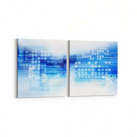 Olla 10384K2Y Abstract Görsel Kare 2'li Yatay Kanvas Tablo (Ölçü: 65X30)