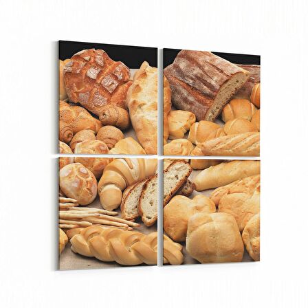 Olla 15214K4 Gıda Görseli Kare 4'lü Kanvas Tablo (Ölçü: 125X125)
