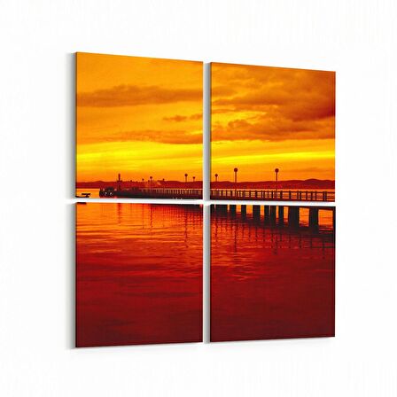 Olla 15999K4 Günbatımı Görseli Kare 4'lü Kanvas Tablo (Ölçü: 145X145)