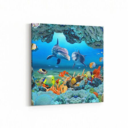 Olla 12082K Akvaryum / Balık Görseli Kare Kanvas Tablo (Ölçü: 30X30)