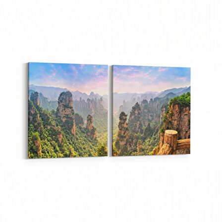 Olla 14208K2Y Doğa / Manzara Görseli Kare 2'li Yatay Kanvas Tablo (Ölçü: 65X30)