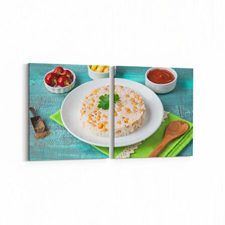 Olla 15098K2Y Gıda Görseli Kare 2'li Yatay Kanvas Tablo (Ölçü: 125X60)