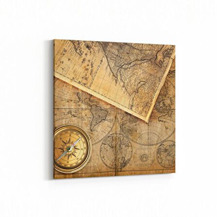 Olla 16216K Harita Görseli Kare Kanvas Tablo (Ölçü: 25X25)