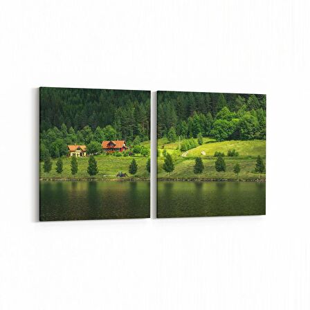 Olla 14099K2Y Doğa / Manzara Görseli Kare 2'li Yatay Kanvas Tablo (Ölçü: 65X30)