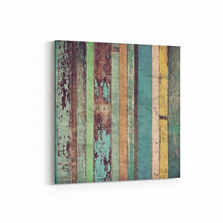 Olla 11977K Ahşap Desen Görseli Kare Kanvas Tablo (Ölçü: 25X25)