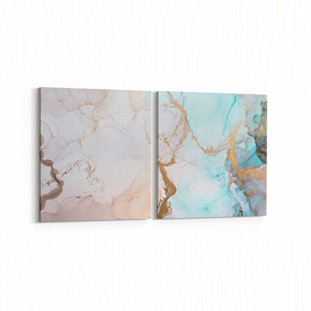Olla 16680K2Y Mermer Desen Görsel Kare 2'li Yatay Kanvas Tablo (Ölçü: 125X60)