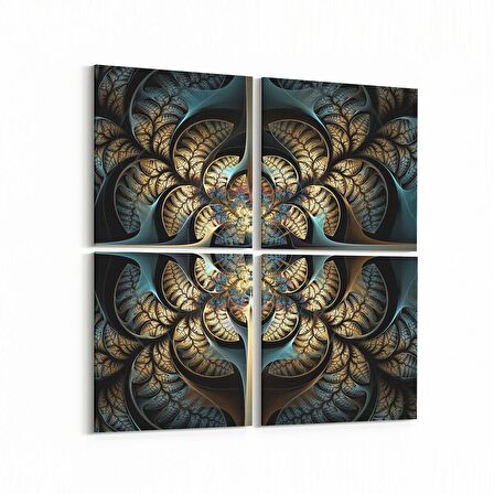 Olla 10307K4 Abstract Görsel Kare 4'lü Kanvas Tablo (Ölçü: 105X105)