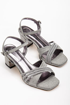 Suins Olney Kadın Simli Galvaniz Topuklu Abiye Ayakkabı