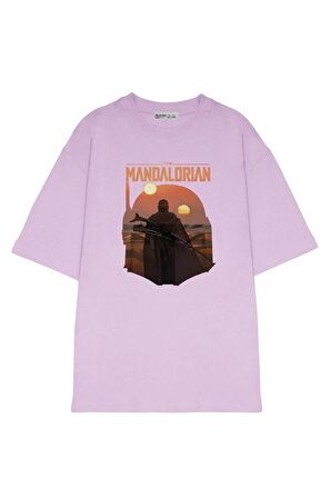 Unisex Oversize T-shirt Star Wars Mandalorian Boba Fett Sunset Helmet