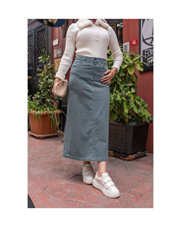 Ara Boy Likralı Gabardin Etek  Antik Mavi Miray