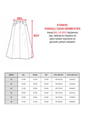 PARÇALI UZUN DENİM ETEK - SİYAH
