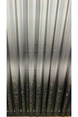 Olympos Gri Antrasit Altın Gold Varaklı Renk Yeni Moda 3Kat Pileli Tül Perde