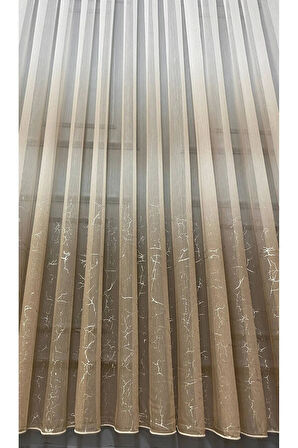 Olympos Vizon Bej Gri Gümüş Varaklı Renk Yeni Moda 2Kat Pileli Tül Perde