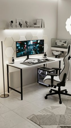 Nexus Oyuncu Masası 60x140 Cm, Beyaz Renk Bilgisayar Masası, Gamer Masası, Gaming Masa