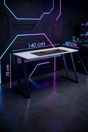 Titan Z Oyuncu Masası 140x60 cm Bilgisayar Masası Metal Ayaklı Çalışma ve Gaming Masası