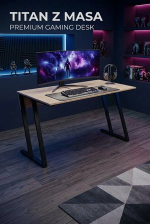 Titan Z Oyuncu Masası 140x60 cm Bilgisayar Masası Metal Ayaklı Çalışma ve Gaming Masası Beyaz