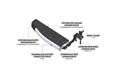 Omsa Line Ford Kuga Yan Basamak 2013-2019 Proside Mat Alüminyum Alınlı Yan Koruma Basamak