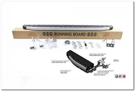 Omsa Line Ford Connect Yan Basamak 2002-2014 Blackline Mat Alüminyum Alınlı Yan Koruma Basamak