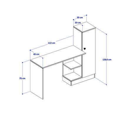 Opus Ofis / Çalışma Masası - Dolaplı - Atlantik Çam - Antrasit