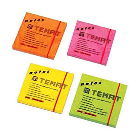 Temat Yapışkanlı Not Kağıdı 75x75 Fosforlu Pembe