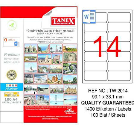 Tanex Lazer Etiket TW-2014 99,1x38,1 mm