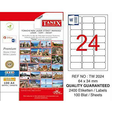 Tanex Lazer Etiket TW-2024 64x34 mm