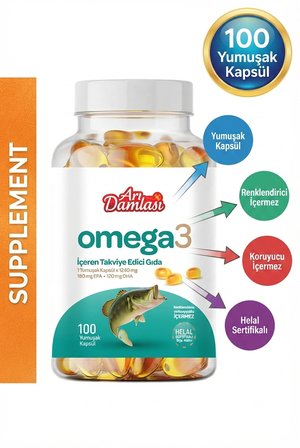 GastroLife Omega 3 100 Yumuşak Kapsül – 1240 mg Balık Yağı – EPA 180 mg + DHA 120 mg