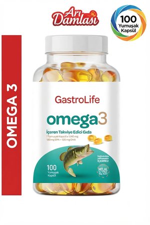 GastroLife Omega 3 100 Yumuşak Kapsül – 1240 mg Balık Yağı – EPA 180 mg + DHA 120 mg